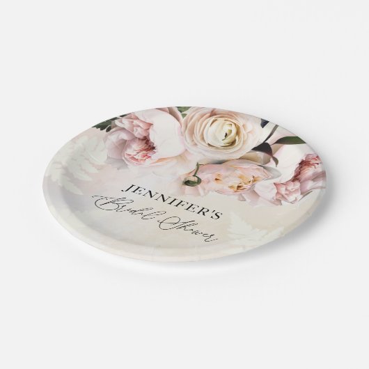 Rosa Brautparty Pappteller (Schrägansicht)