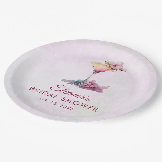 Rosa Brautparty Pappteller (Schrägansicht)