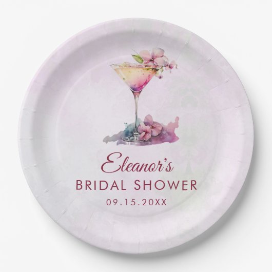 Rosa Brautparty Pappteller (Vorderseite)