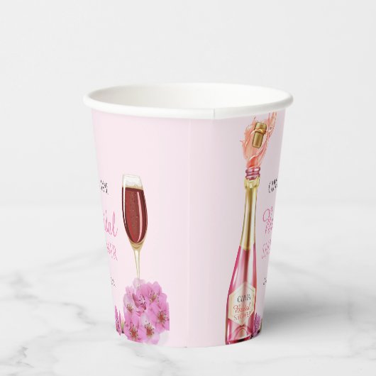 Rosa Brautparty Petals und Prosecco Pappbecher (Rechts)