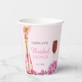 Rosa Brautparty Petals und Prosecco Pappbecher (Vorderseite)