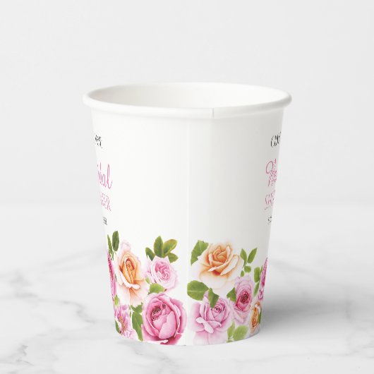 Rosa Brautparty Petals und Prosecco Pappbecher (Rechts)