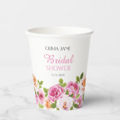 Rosa Brautparty Petals und Prosecco Pappbecher (Vorderseite)