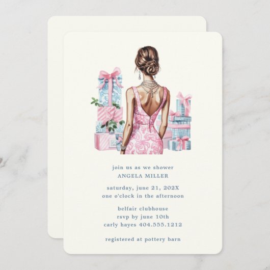 Rosa Brautparty Polterabend Einladung (Vorne/Hinten)