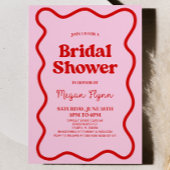Rosa Brautparty Retro Wavy Border Einladung