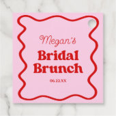 Rosa Brautparty Rosa Wavy Border Brunch Geschenkanhänger (Rückseite)