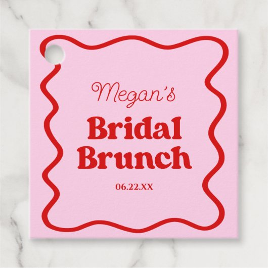 Rosa Brautparty Rosa Wavy Border Brunch Geschenkanhänger (Vorderseite)