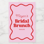 Rosa Brautparty Rosa Wavy Border Brunch Mini Weinetikett (Einzelnes Label)