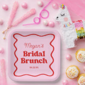 Rosa Brautparty Rosa Wavy Border Brunch Pappteller (Party)