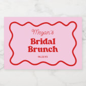 Rosa Brautparty Rosa Wavy Border Brunch Schaumweinetikett (Einzelnes Label)