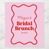 Rosa Brautparty Rosa Wavy Border Brunch Weinetikett (Einzelnes Label)