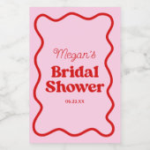 Rosa Brautparty Rosa Wavy Border Mini Weinetikett (Einzelnes Label)