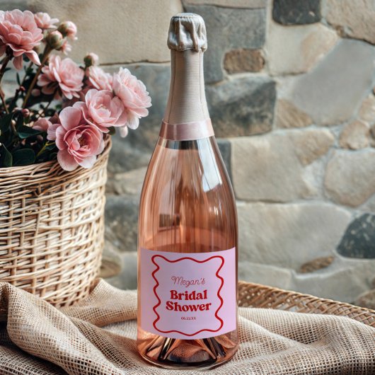 Rosa Brautparty Schaumweinetikett