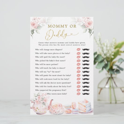 Rosa Brautparty Tea Party Mommy oder Daddy (Stehend Vorderseite)