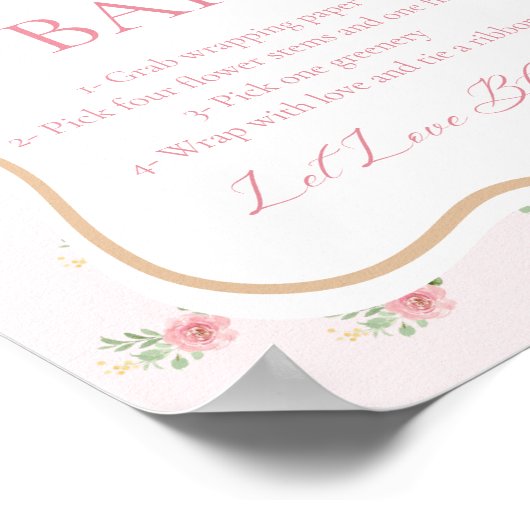 Rosa Brautparty Tee Party Blume Bar Poster (Ecke)