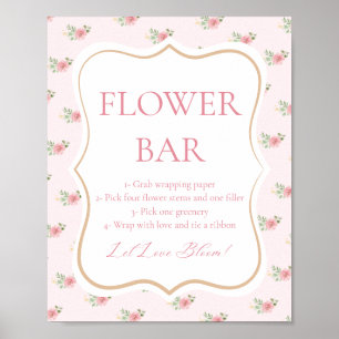 Rosa Brautparty Tee Party Blume Bar Poster