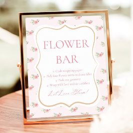 Rosa Brautparty Tee Party Blume Bar Poster