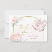 Rosa Brautparty Tee Party Dankeskarte (Vorderseite)