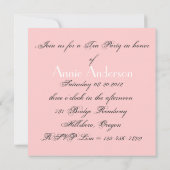 Rosa Brautparty Tee Party Einladung (Rückseite)