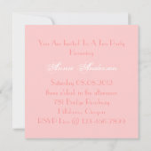 Rosa Brautparty Tee Party Einladung (Rückseite)