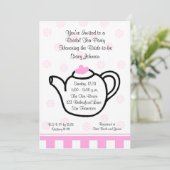 Rosa Brautparty Tee Party Einladung (Stehend Vorderseite)