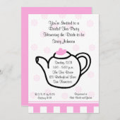 Rosa Brautparty Tee Party Einladung (Vorne/Hinten)
