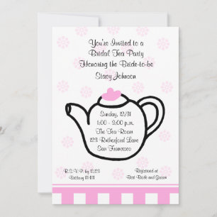 Rosa Brautparty Tee Party Einladung