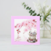 Rosa Brautparty Tee Party Einladung (Stehend Vorderseite)