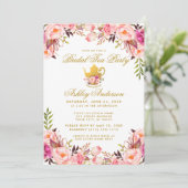 Rosa Brautparty Tee Party Einladung (Stehend Vorderseite)