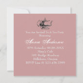 Rosa Brautparty Tee Party Einladung (Rückseite)