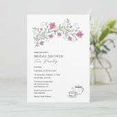 Rosa Brautparty Tee Party Einladung (Stehend Vorderseite)