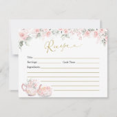 Rosa Brautparty Tee Party Rezept Karte (Vorderseite)