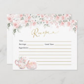 Rosa Brautparty Tee Party Rezept Karte (Vorne/Hinten)