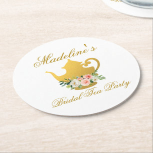 Rosa Brautparty Tee Party Runder Pappuntersetzer