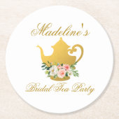 Rosa Brautparty  Tee Party Runder Pappuntersetzer (Vorderseite)