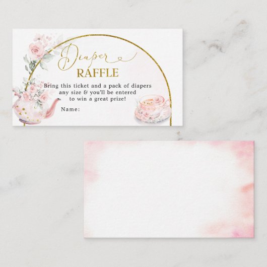 Rosa Brautparty Tee Party Windeln Raffle Begleitkarte (Vorne/Hinten)