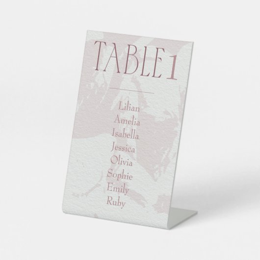 Rosa Brautparty Tischnummer Sockelschild (Vorderseite)