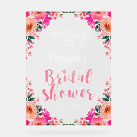 Rosa Brautparty Willkommen Acrylschild (Vorderseite)