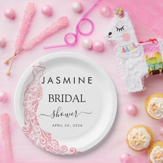 Rosa Brautparty Willkommen Pappteller (Party)