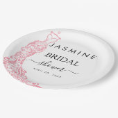 Rosa Brautparty Willkommen Pappteller (Schrägansicht)