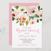 Rosa Bridal Dusche Einladungen, rosa Blume Einladung (Vorne/Hinten)