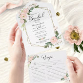 Rosa Bridal Dusche mit Rezeptkarte All In One Einladung