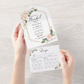 Rosa Bridal Dusche mit Rezeptkarte All In One Einladung (Abreißen)