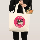 Rosa Brindle geschecktes spreche ich Frenchie Jumbo Stoffbeutel (Vorderseite (Produkt))