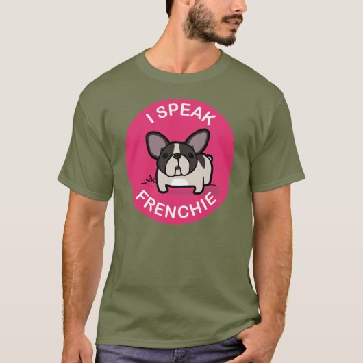 Rosa Brindle geschecktes spreche ich Frenchie T-Shirt (Vorderseite)