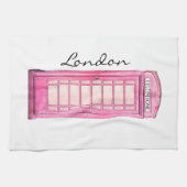 Rosa - britische Telefonzelle - London Teetuch Küchentuch (Horizontal)