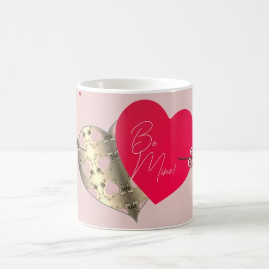 Rosa Bronze Rose Rotes Herz Valentinstag Kaffeetasse (Mittel)