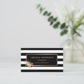 Rosa Bronzerahmen auf Streifen Visitenkarte (Stehend Vorderseite)