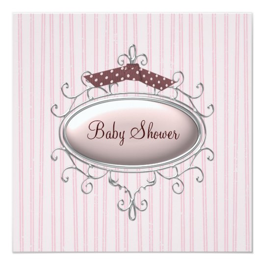 Rosa Brown-Baby-Dusche Quadratische 13,3 Cm Einladungskarte