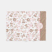Rosa Brown-Dschungel-Tier-Muster personalisiert Fleecedecke (Vorderseite (Horizontal))